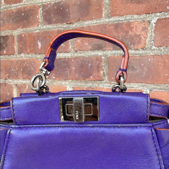 Fendi Mini Top-Handle Bag in Vivid Purple with Tan Accents - Picture 4 of 9